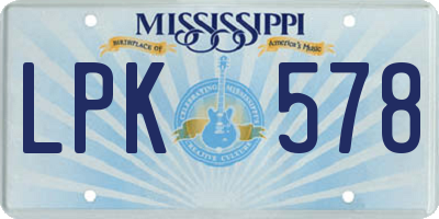 MS license plate LPK578