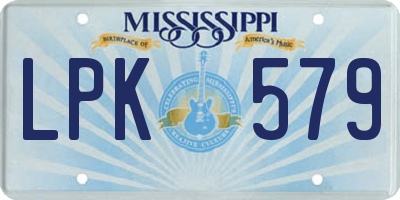 MS license plate LPK579