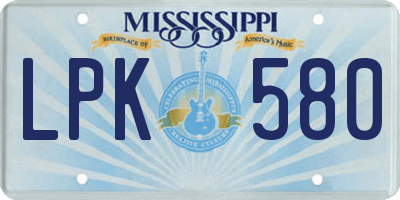 MS license plate LPK580