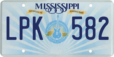 MS license plate LPK582