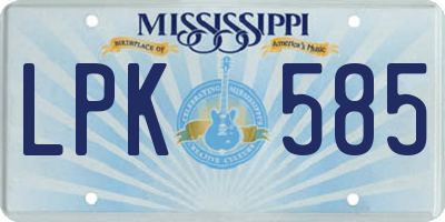 MS license plate LPK585