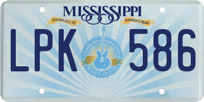 MS license plate LPK586