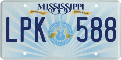 MS license plate LPK588