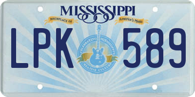 MS license plate LPK589