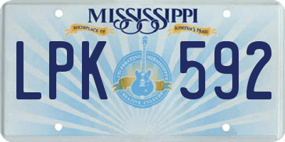 MS license plate LPK592