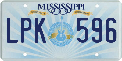 MS license plate LPK596