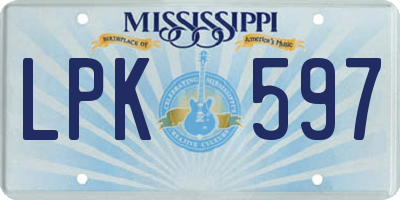 MS license plate LPK597
