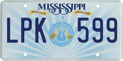 MS license plate LPK599