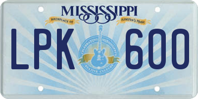 MS license plate LPK600