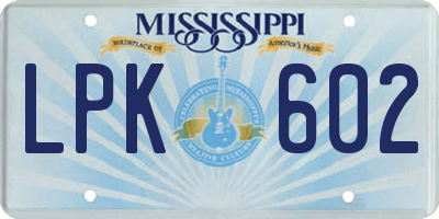 MS license plate LPK602