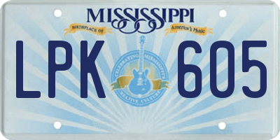MS license plate LPK605