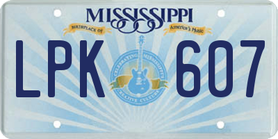 MS license plate LPK607