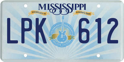 MS license plate LPK612
