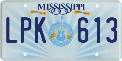 MS license plate LPK613
