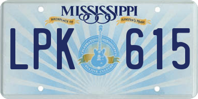 MS license plate LPK615