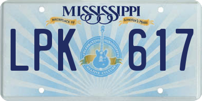 MS license plate LPK617