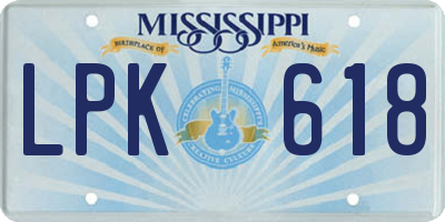 MS license plate LPK618