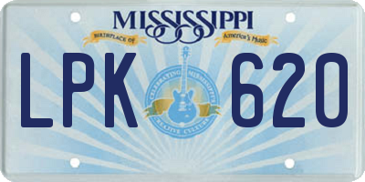 MS license plate LPK620