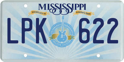 MS license plate LPK622