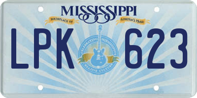 MS license plate LPK623