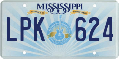 MS license plate LPK624