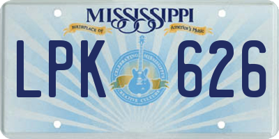 MS license plate LPK626