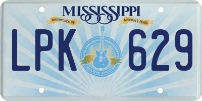 MS license plate LPK629