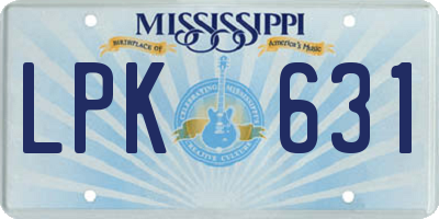 MS license plate LPK631