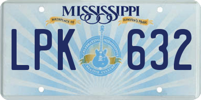 MS license plate LPK632