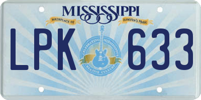 MS license plate LPK633