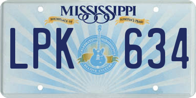 MS license plate LPK634