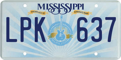 MS license plate LPK637