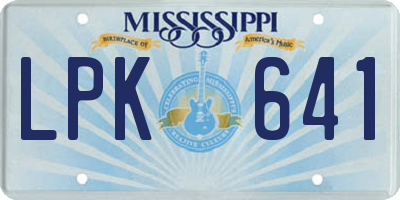 MS license plate LPK641