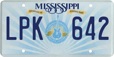 MS license plate LPK642