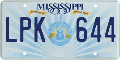 MS license plate LPK644