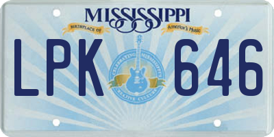 MS license plate LPK646