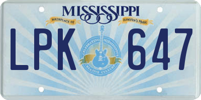 MS license plate LPK647