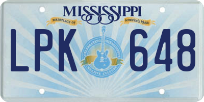 MS license plate LPK648