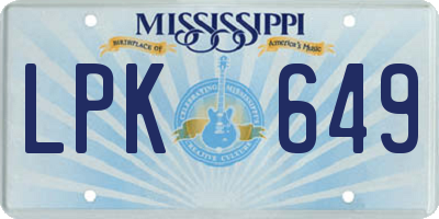 MS license plate LPK649