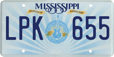 MS license plate LPK655