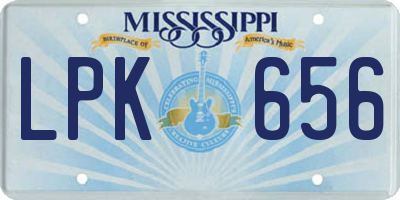 MS license plate LPK656