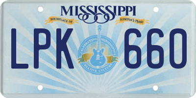 MS license plate LPK660