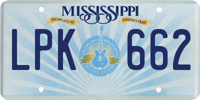 MS license plate LPK662