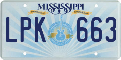 MS license plate LPK663