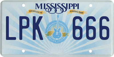 MS license plate LPK666