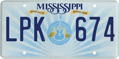 MS license plate LPK674