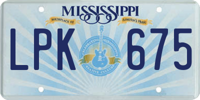MS license plate LPK675