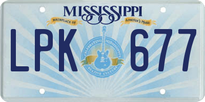 MS license plate LPK677
