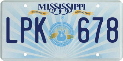 MS license plate LPK678
