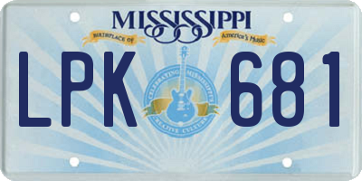 MS license plate LPK681